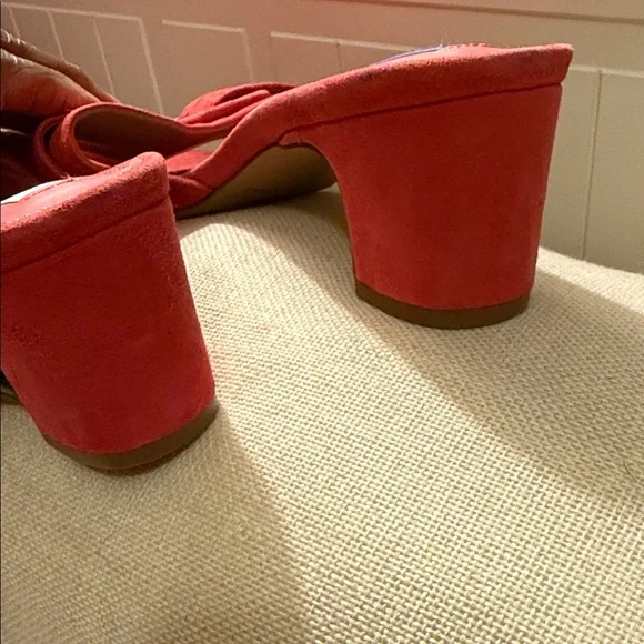 Draper James Wendy Coral Red Suede Heels Sandals Mules - Picture 6 of 8